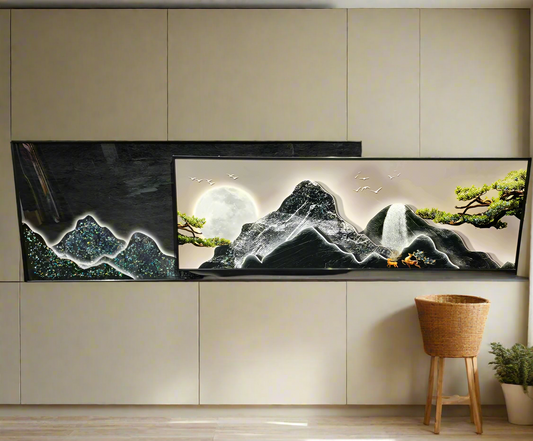 Luxurious Crystal Painting of Night Nature – Dual-Panel Masterpiece for Elegant Decor