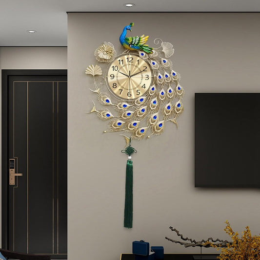 The Regal Peacock Wall Clock - A Symphony of Time and Elegance