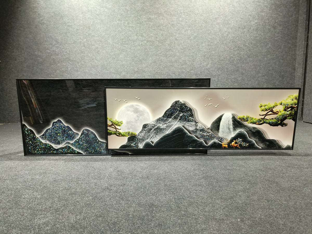 Luxurious Crystal Painting of Night Nature – Dual-Panel Masterpiece for Elegant Decor