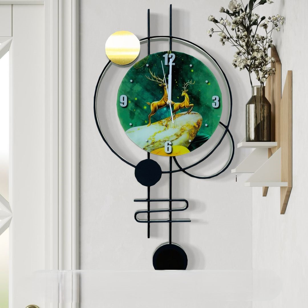 Modern Decorative Wall Clock with Artistic Deer Design