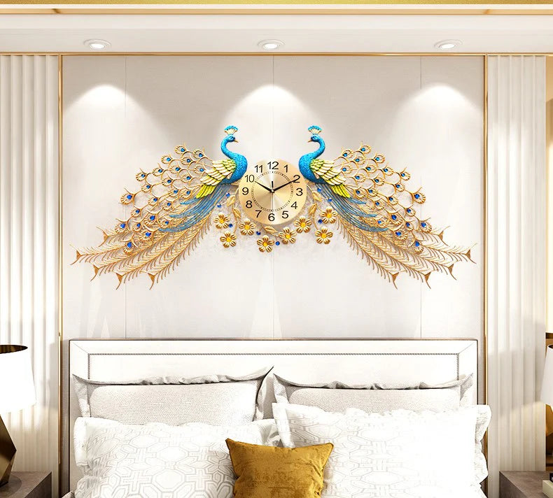 Peacock Metal Wall Clock: Elegance Meets Functionality 145cm x 75cm