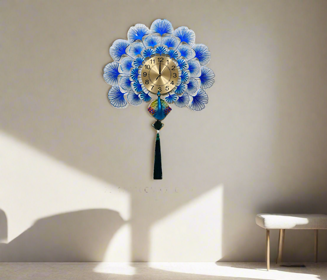 Elegant Wall Clock with Artistic Peacock Design