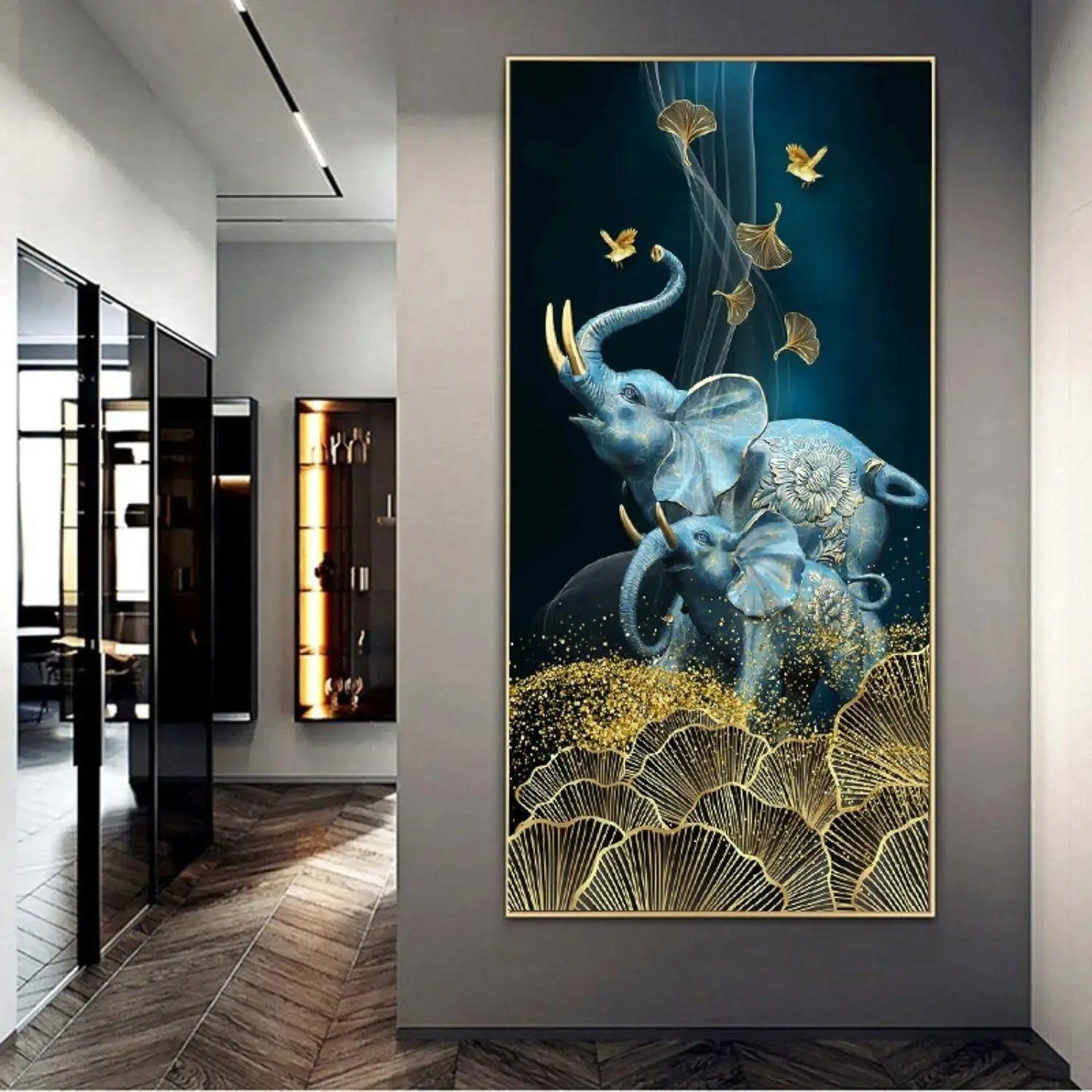 Premium Imported Elephant Painting Wall Decor – A Masterpiece of Elegance and Light