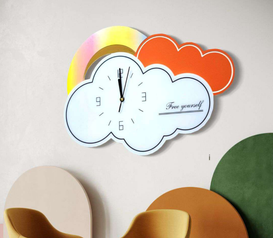 Cloud Dream Wall Clock with Rainbow