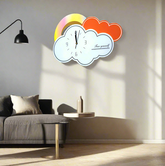 Cloud Dream Wall Clock with Rainbow