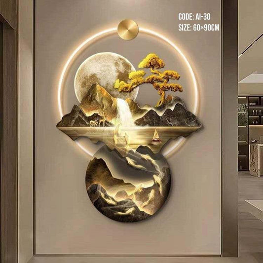 Premium Round LED Wall Painting – Ambient Decor with Remote Control