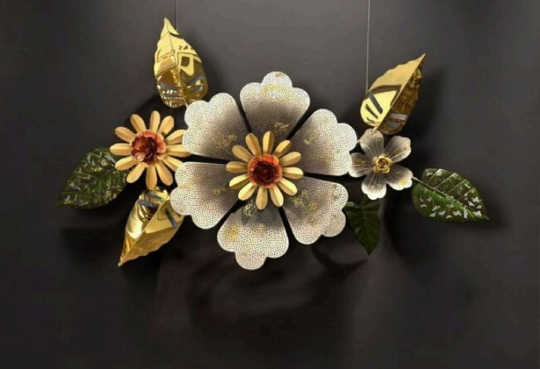 Elegant Flower Leaf Metal Wall Decor