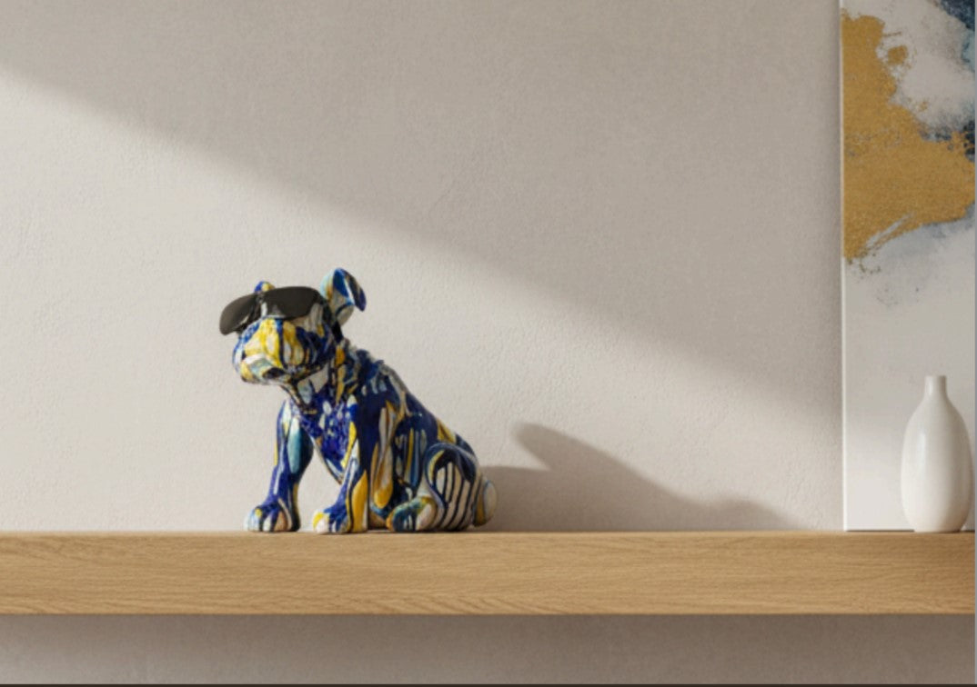 Artistic Dog Figurine with Glasses – A Symbol of Style, Loyalty, and Playful Charm