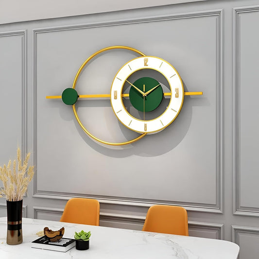 Emerald Orbit - Modern Geometric Wall Clock