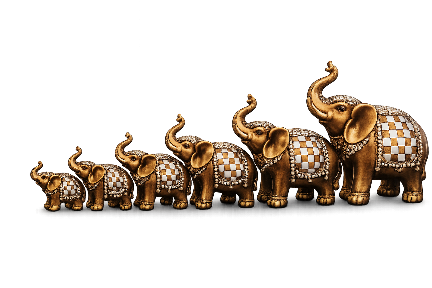 Elegant Elephant Family Figurine Set (Set of 5) – A Symbol of Pro