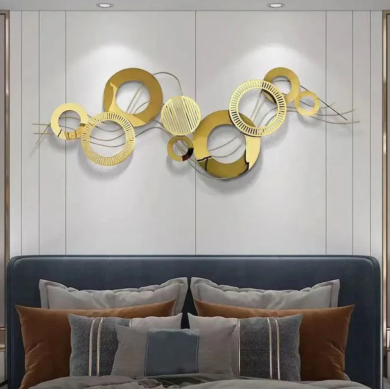 Golden Orbit - Modern Abstract Metal Wall Sculpture