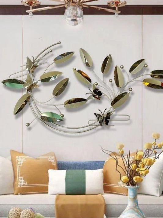 Golden Butterfly Garden - Nature-Inspired Metal Wall Sculpture