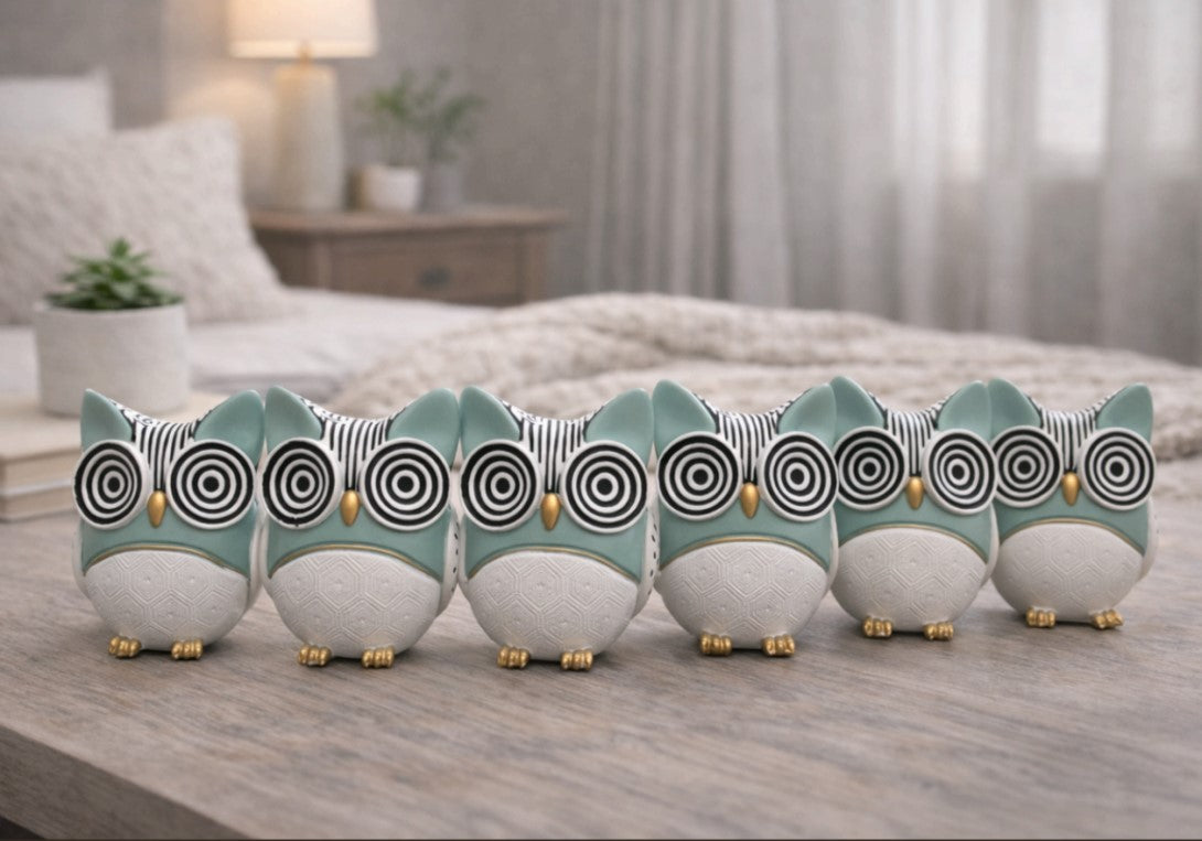 Owl Family Figurine Set (Set of 7) – A Symbol of Wisdom, Harmony,