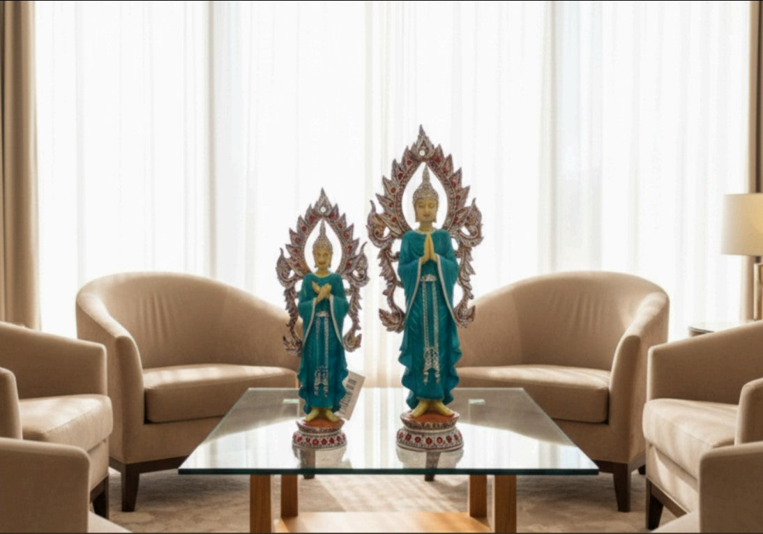 Elegant Buddha Pair Figurine – A Symbol of Peace, Harmony, and Sp