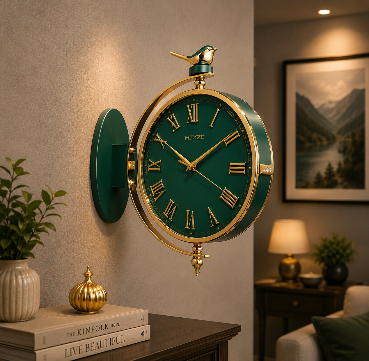 Emerald Green Bird Luxury Wall Clock