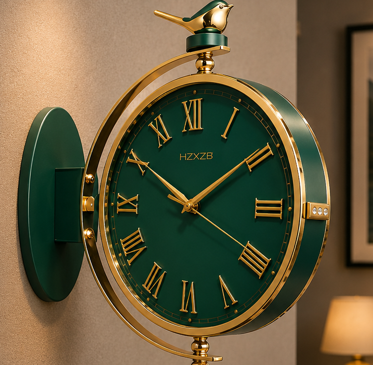 Emerald Green Bird Luxury Wall Clock