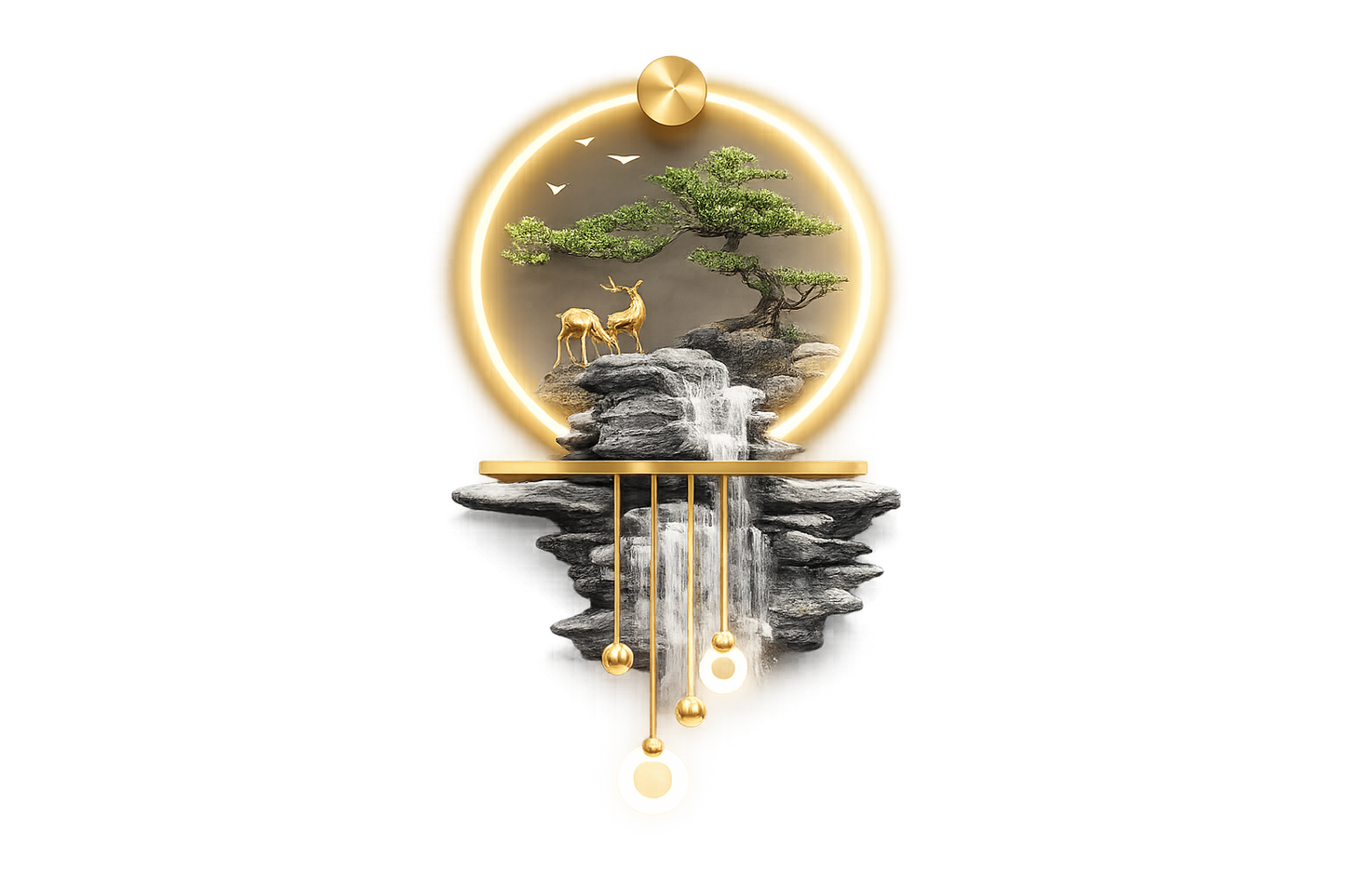 Majestic Waterfall & Prosperity Tree 3D LED Wall Art