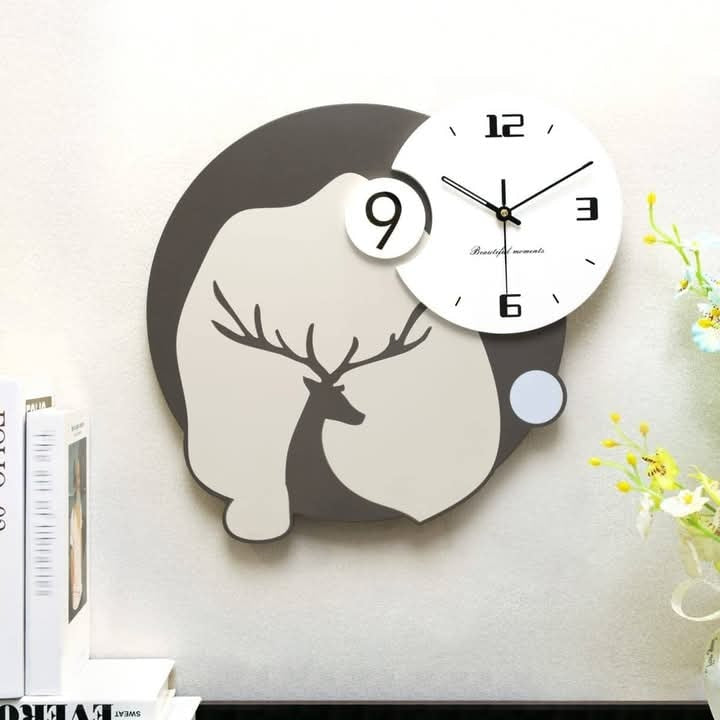 Forest Whispers - Modern Wall Clock with Deer Motif