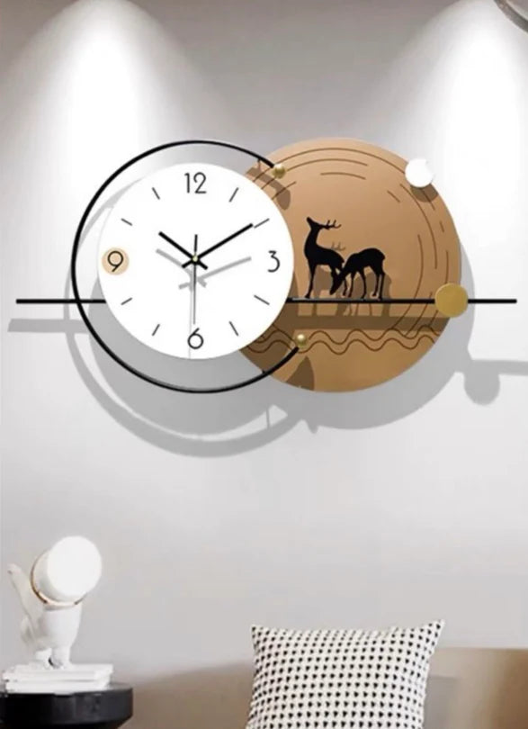 Forest Tranquility - Modern Wall Clock with Deer Motif