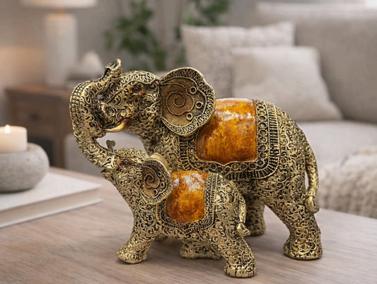 Elephant Family Figurine Set (Set of 2) – A Symbol of Strength, P