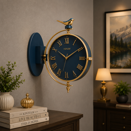 Royal Blue Bird Luxury Wall Clock