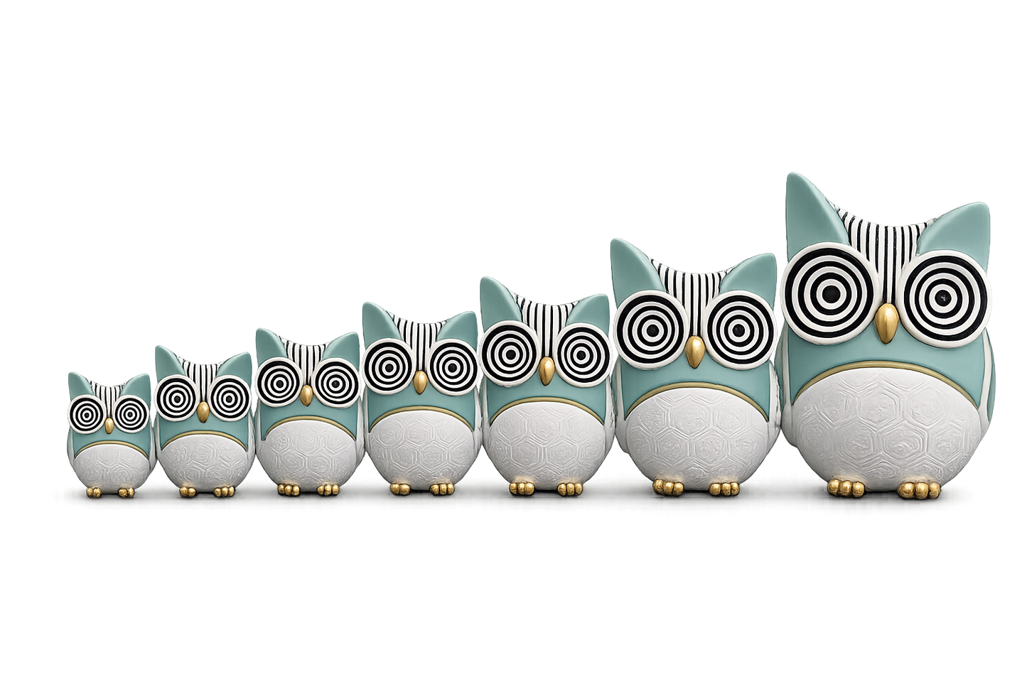 Owl Family Figurine Set (Set of 7) – A Symbol of Wisdom, Harmony,