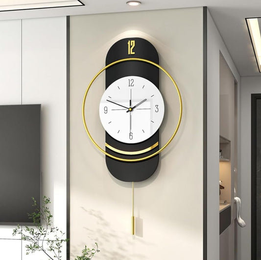 Timeless Elegance - Modern Geometric Wall Clock with Pendulum