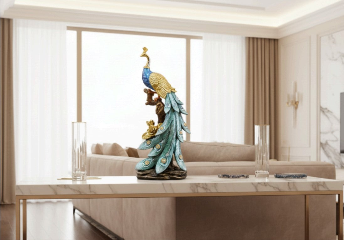 Elegant Peacock Figurine – A Symbol of Beauty, Grace, and Prosperity