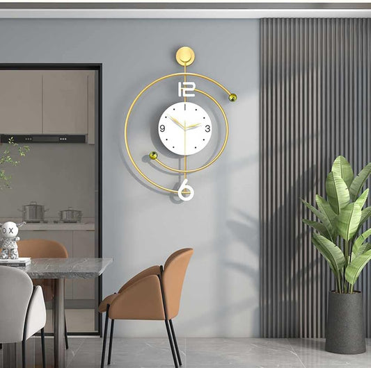 Golden Orbit - Modern Abstract Wall Clock