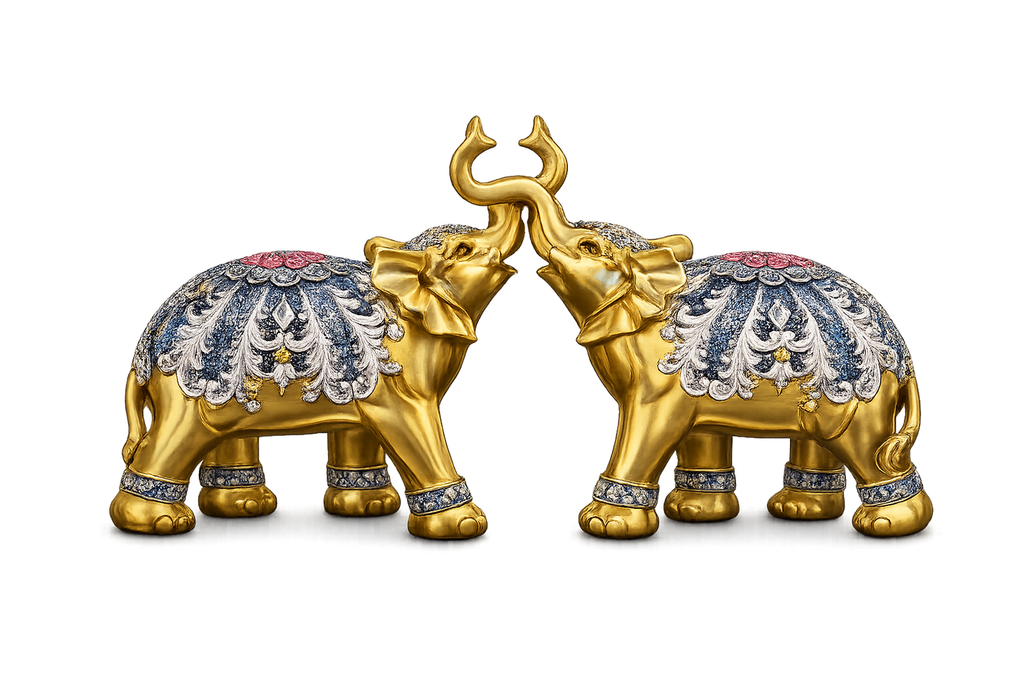 Royal Elephant Figurine Set (Set of 2) – A Symbol of Prosperity,