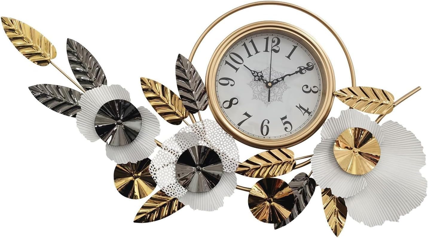 Golden Garden - Floral-Inspired Wall Clock