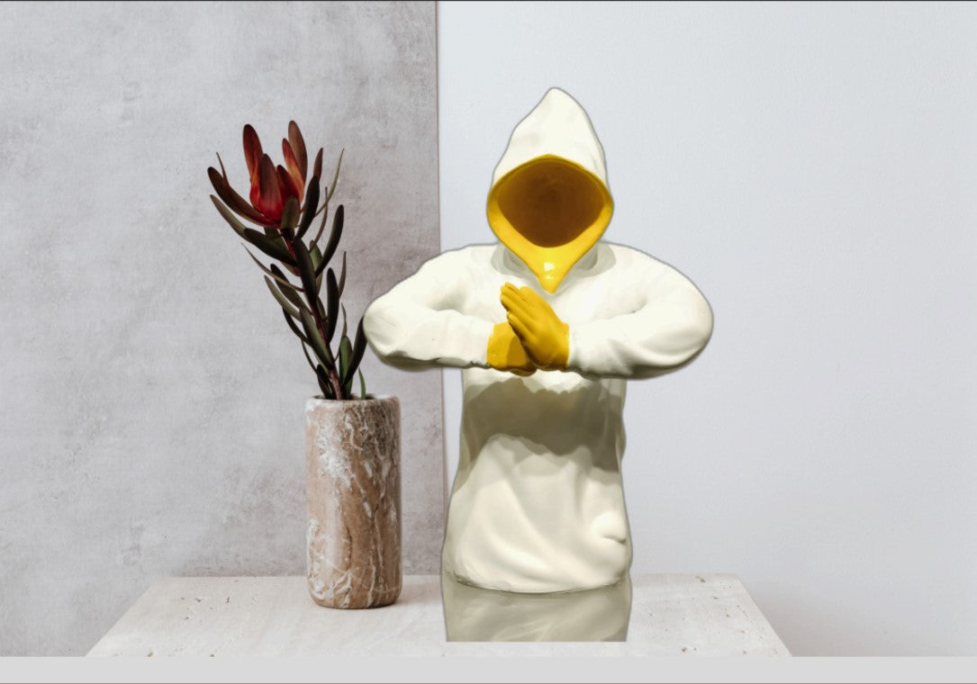 Hoodie Boy Namaste Sculpture – Modern Artistic Greeting Décor