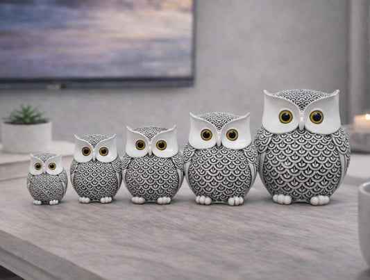 OWL Family Figurines (Set of 5) – A Symbol of Wisdom, Balance, an
