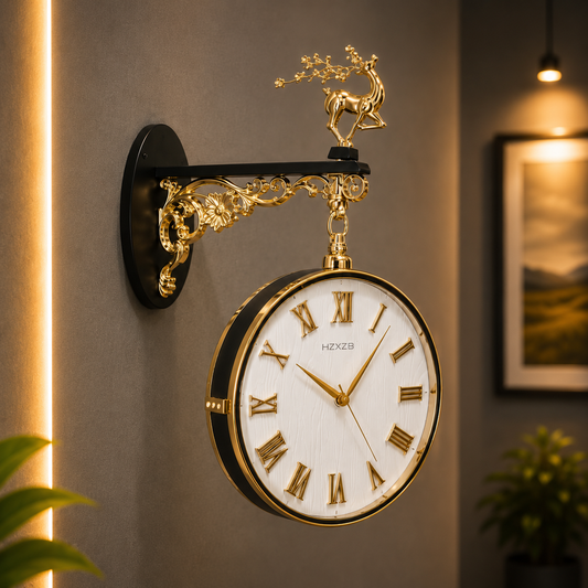 Luxury Vintage Double-Sided Wall Clock