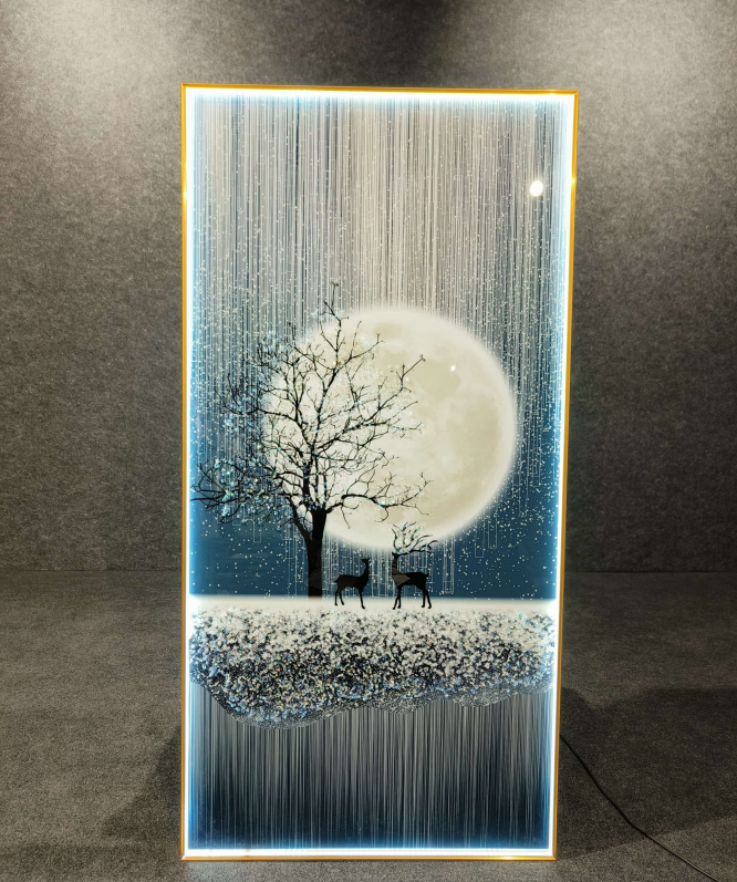 Moonlit Serenity LED Crystal Wall Frame – Elegant Wall Art