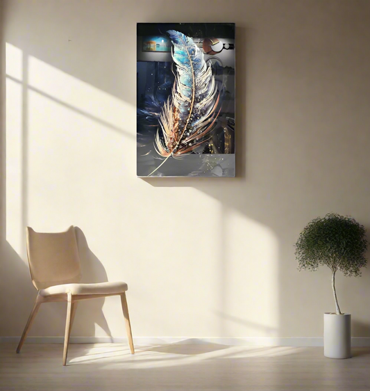 Elegant Feather-Themed Wall Art style 3 with PVC Frame – Graceful Decor