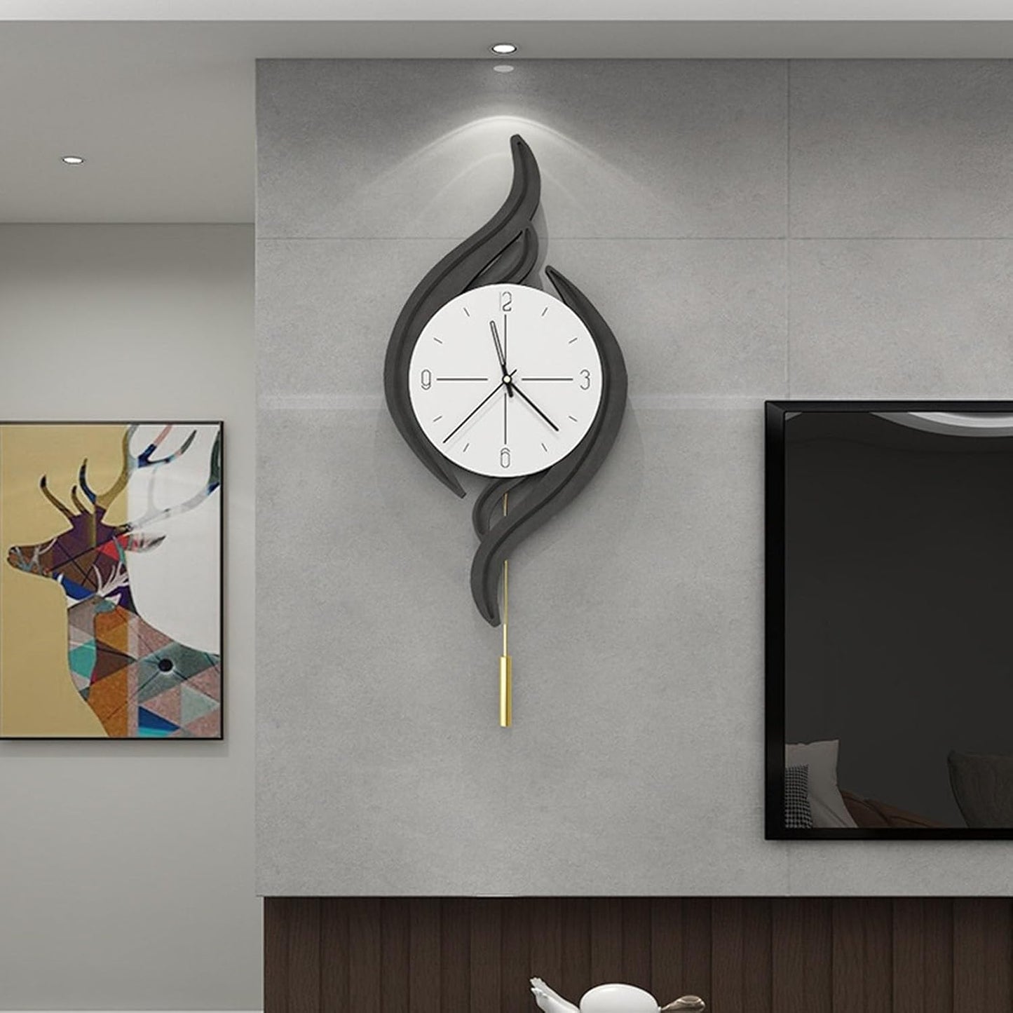 Modern Silent Pendulum Wall Clock – Elegant Large Decorative Clock for Home and Office