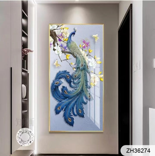 Imported Crystal Painting with PVC Frame | 24 x 36 Inches | Golden Frame | Porcelain Crystal Art