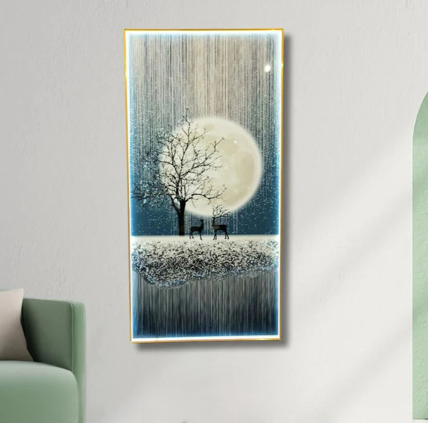 Moonlit Serenity LED Crystal Wall Frame – Elegant Wall Art