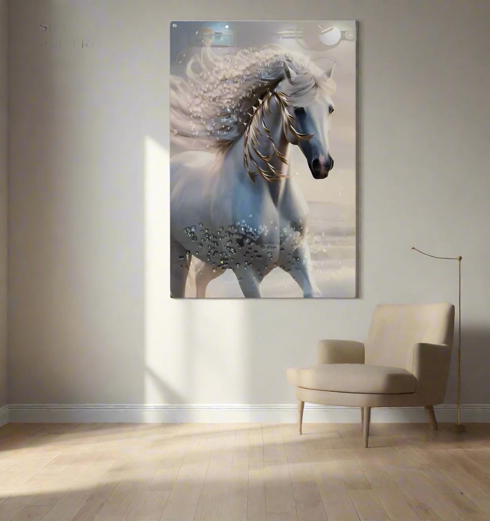 Majestic Horse-Themed Wall Art with PVC Frame – Timeless Elegance