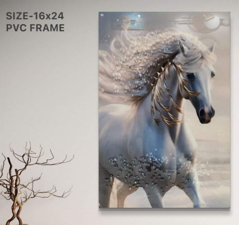 Majestic Horse-Themed Wall Art with PVC Frame – Timeless Elegance