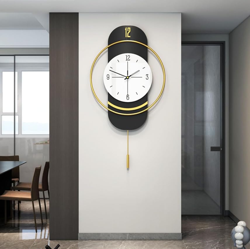 Timeless Elegance - Modern Geometric Wall Clock with Pendulum