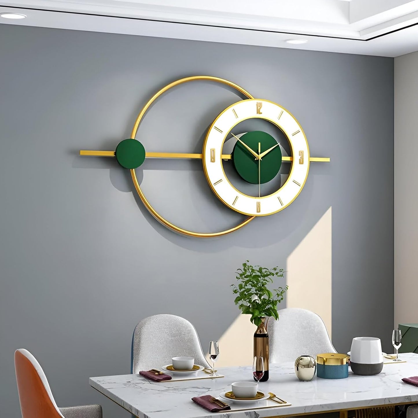 Emerald Orbit - Modern Geometric Wall Clock