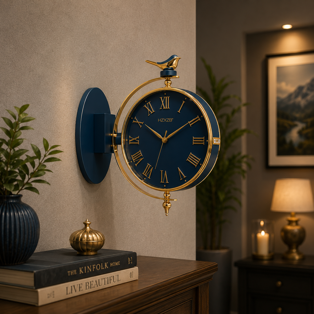 Royal Blue Bird Luxury Wall Clock