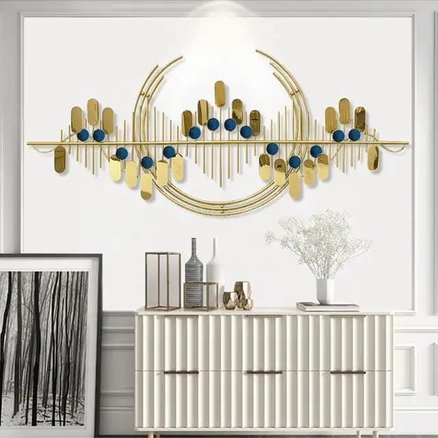 Golden Rhythm & Blues - Modern Abstract Metal Wall Sculpture