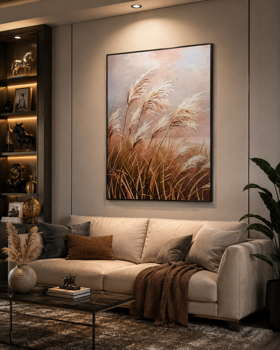 Whispering Meadow – Elegant Pampas Grass Wall Art