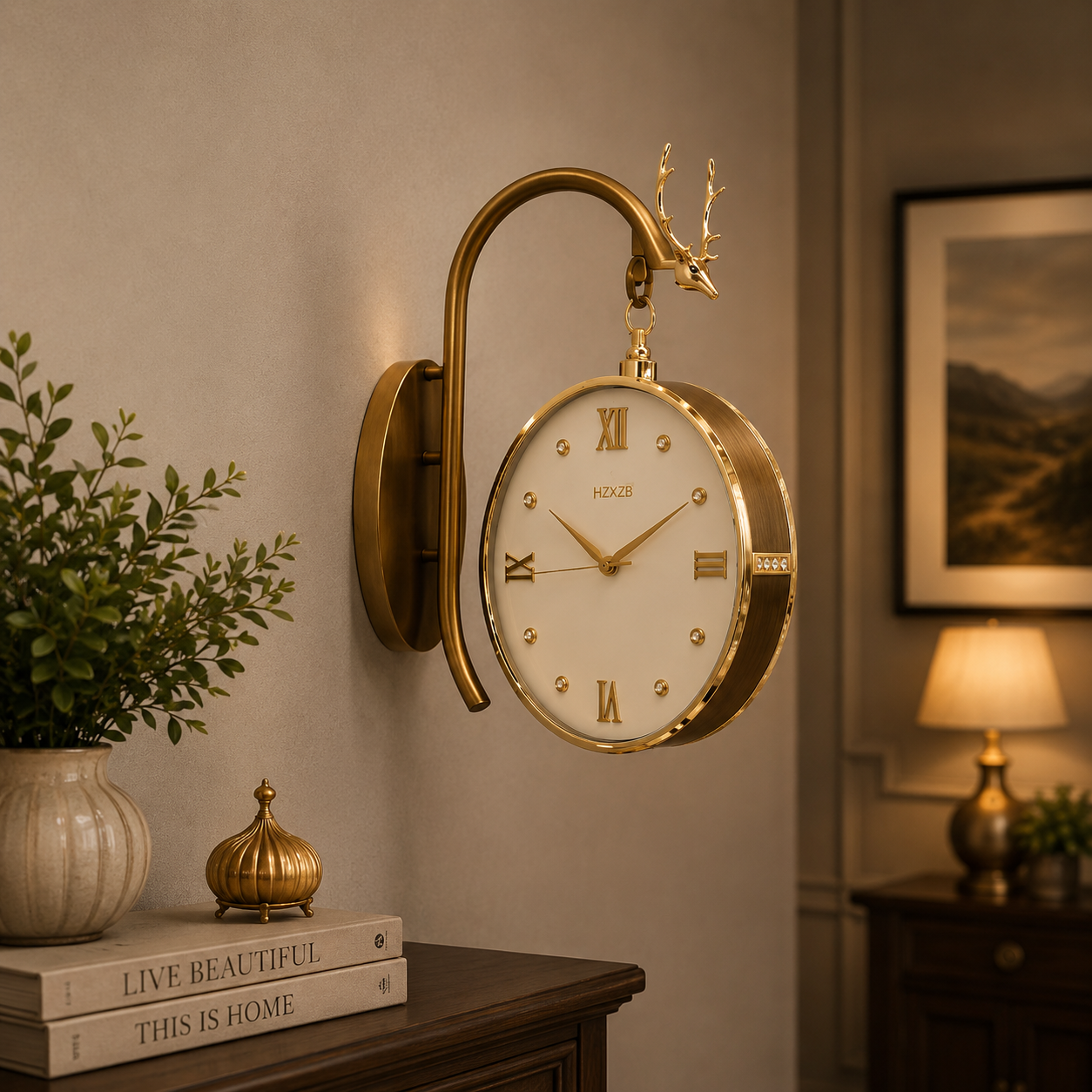 Premium Deer Head Luxury Wall Clock - view 2