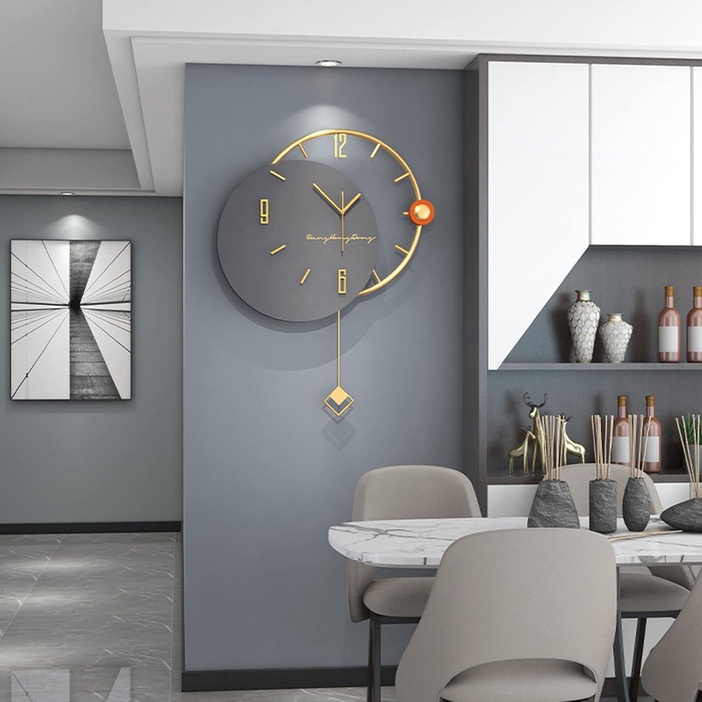 Timeless Elegance - Modern Geometric Wall Clock with Pendulum