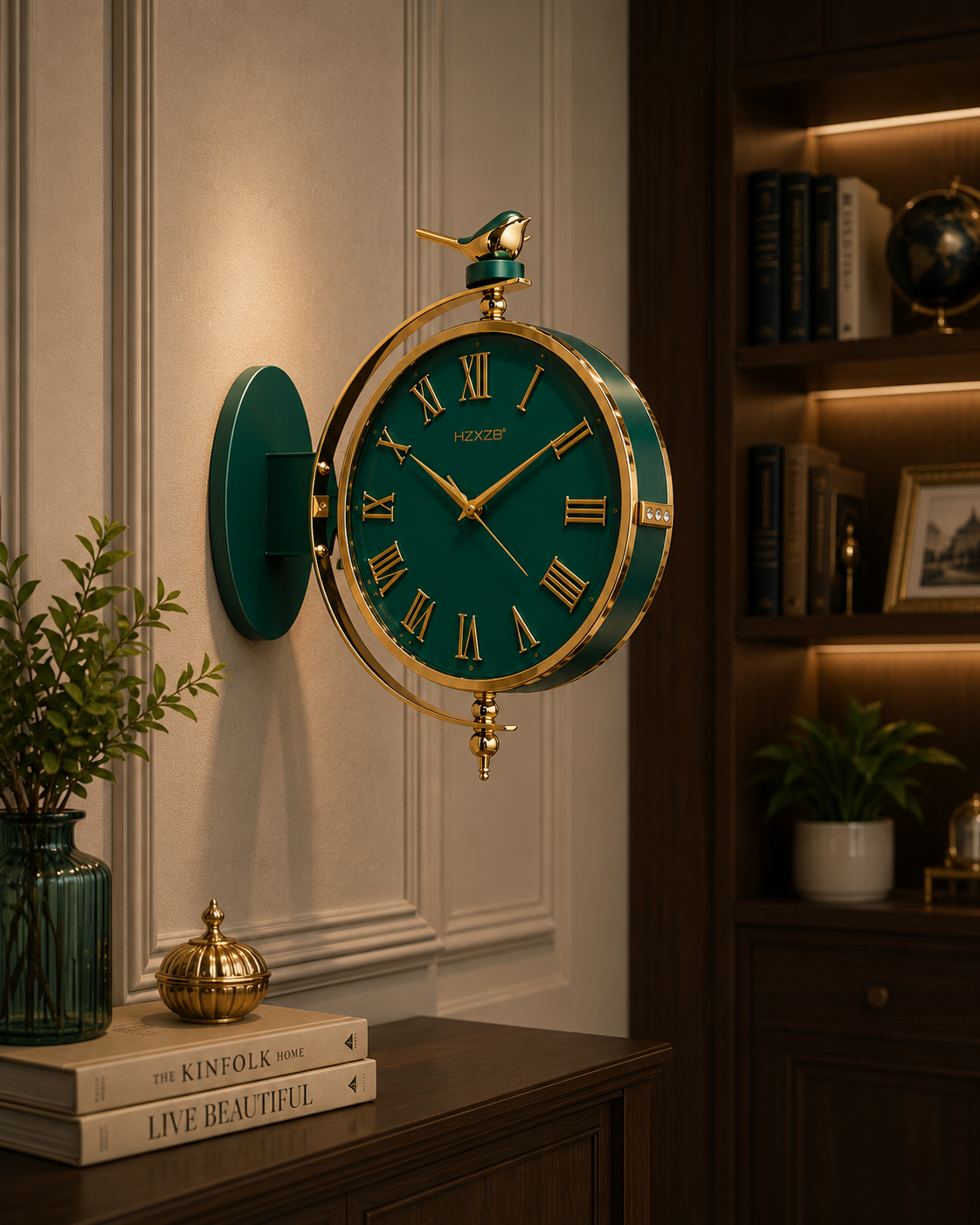 Emerald Green Bird Luxury Wall Clock