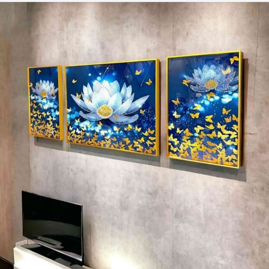 Crystal Painting Set of 3 with Aluminum Frame